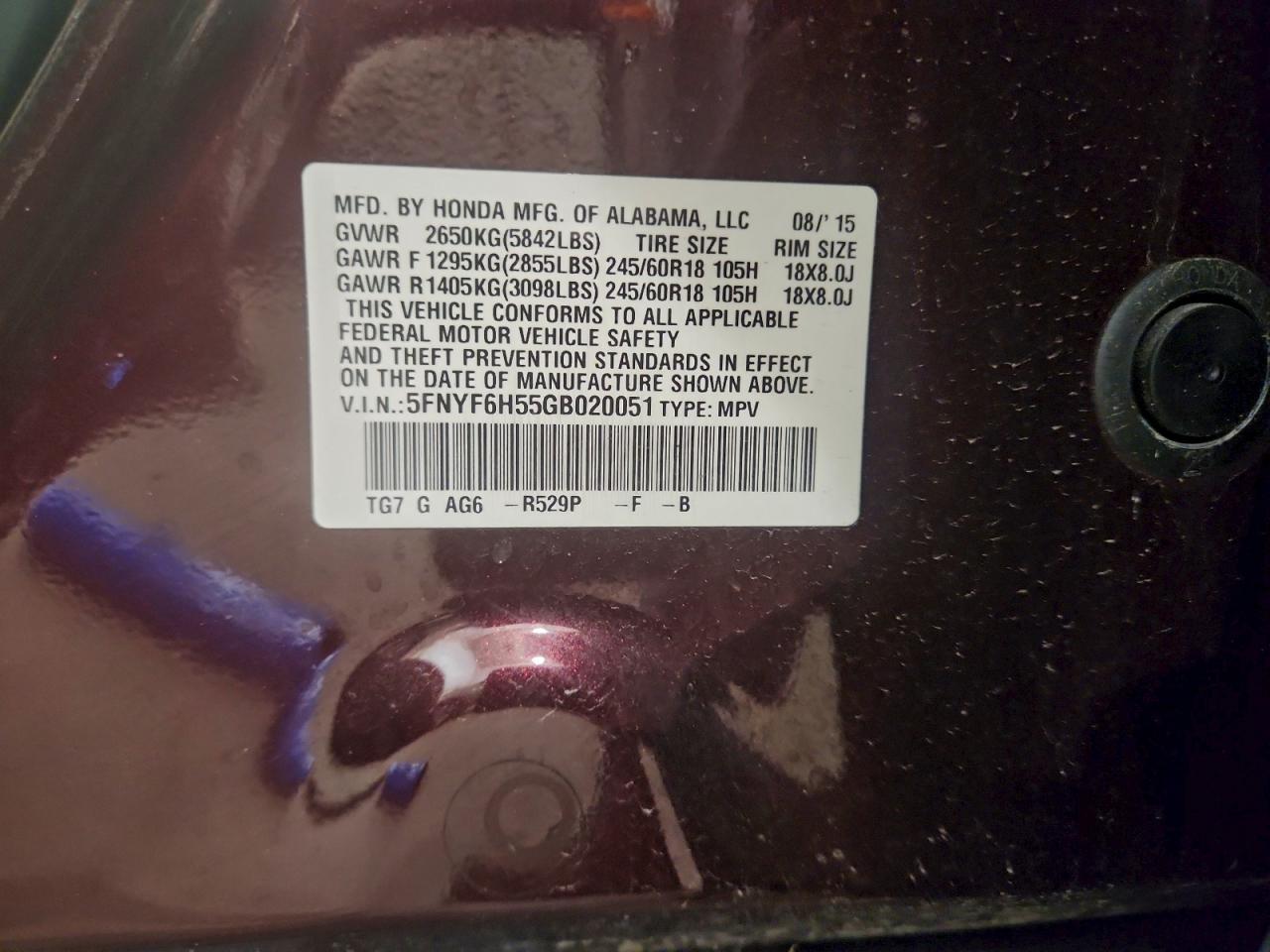 2016 HONDA PILOT EXL photo 13