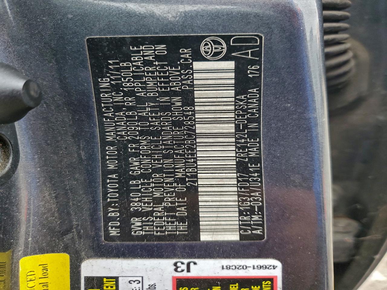2011 TOYOTA COROLLA BASE photo 13