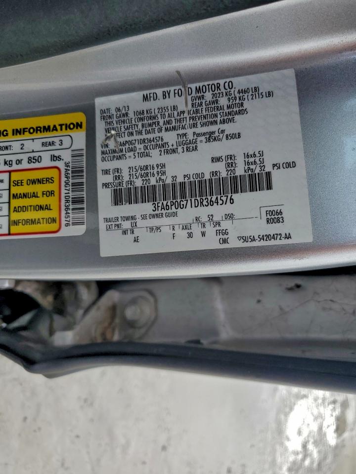2013 FORD FUSION S photo 12