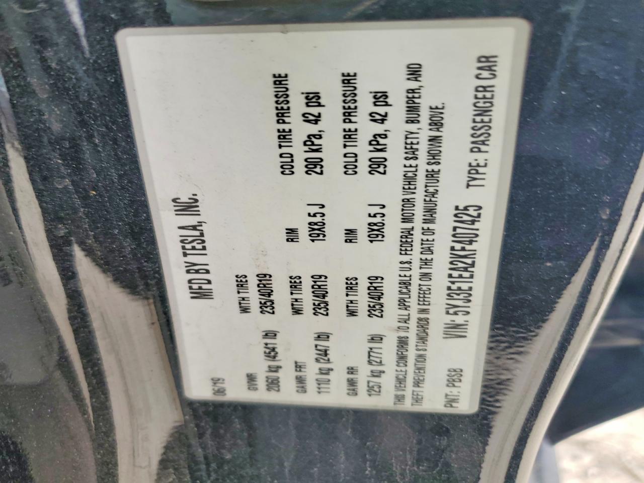 2019 TESLA MODEL 3 photo 12