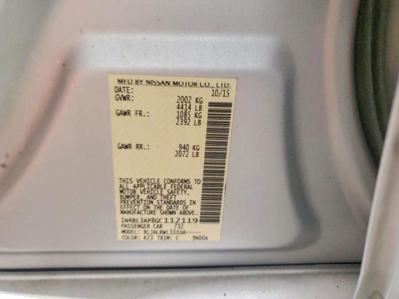2016 NISSAN ALTIMA 3.5SL photo 12