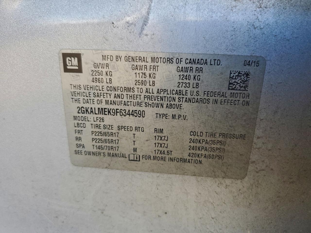 2015 GMC TERRAIN SLE photo 37
