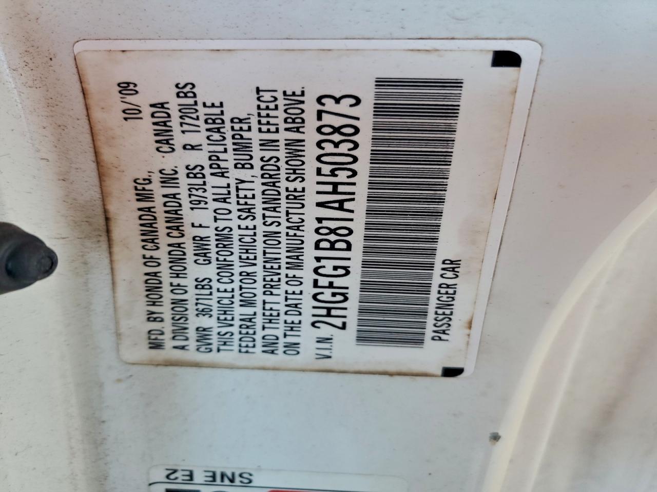 2010 HONDA CIVIC EX photo 12