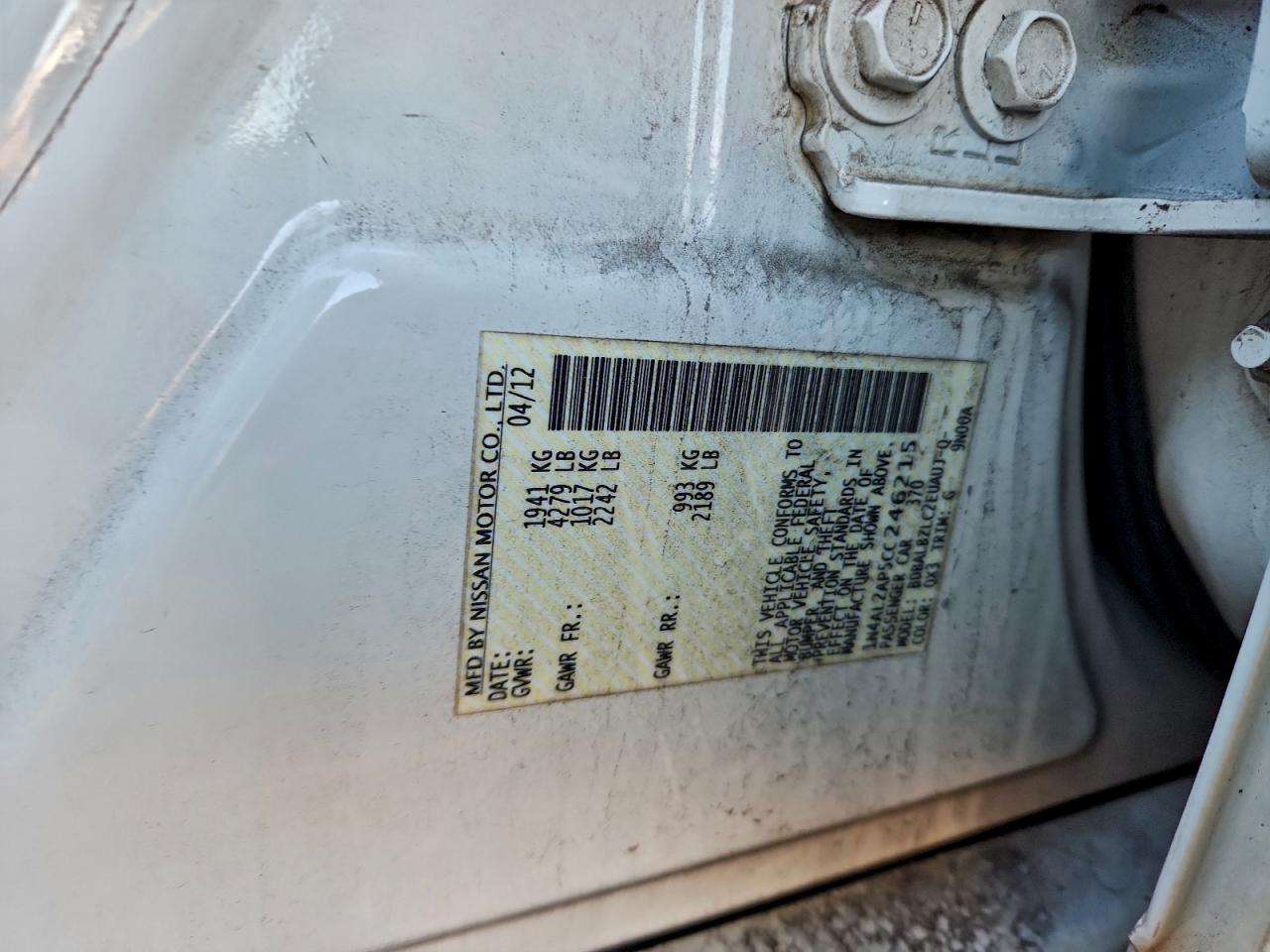 2012 NISSAN ALTIMA BASE photo 13