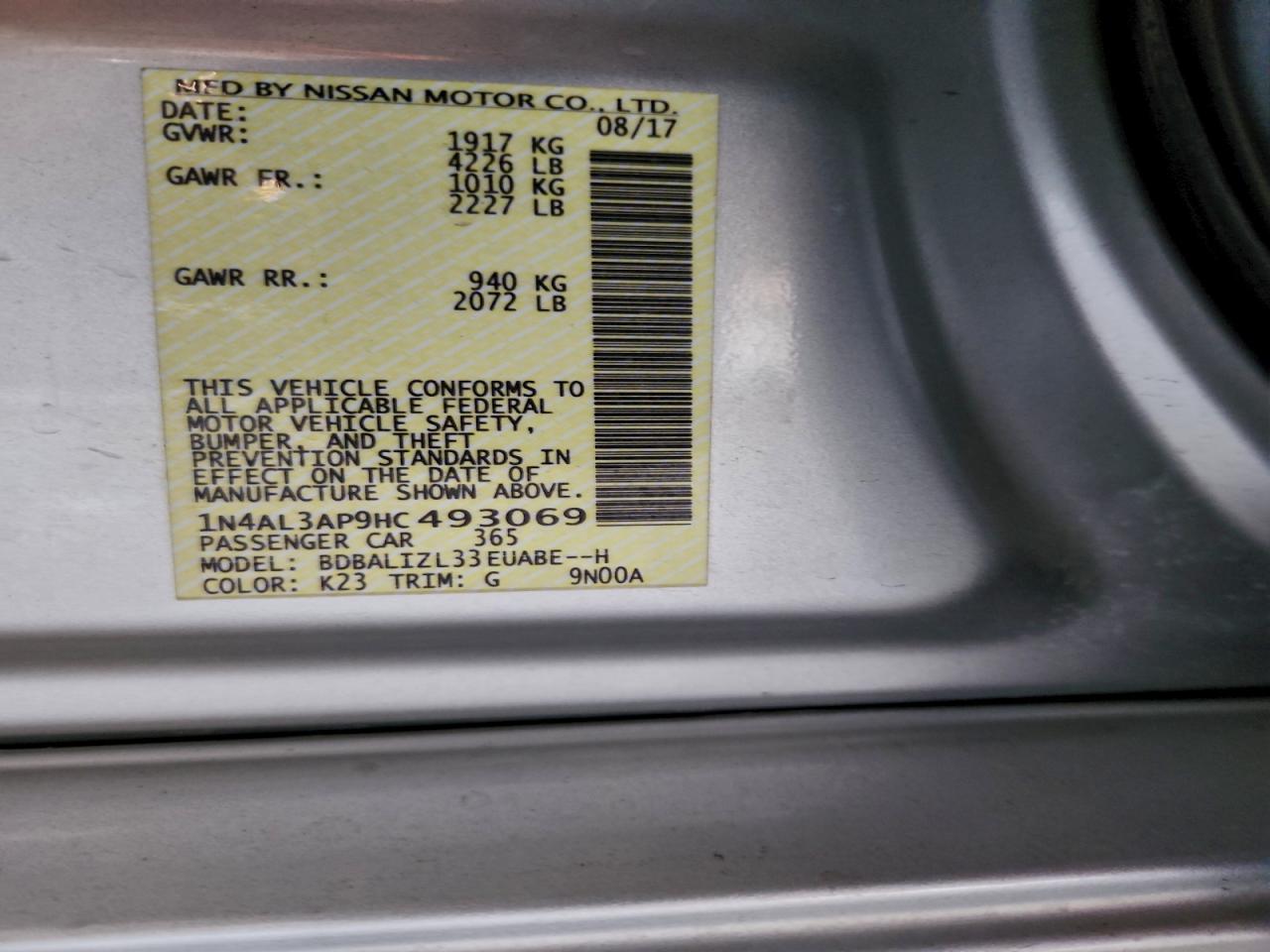 2017 NISSAN ALTIMA 2.5 photo 12