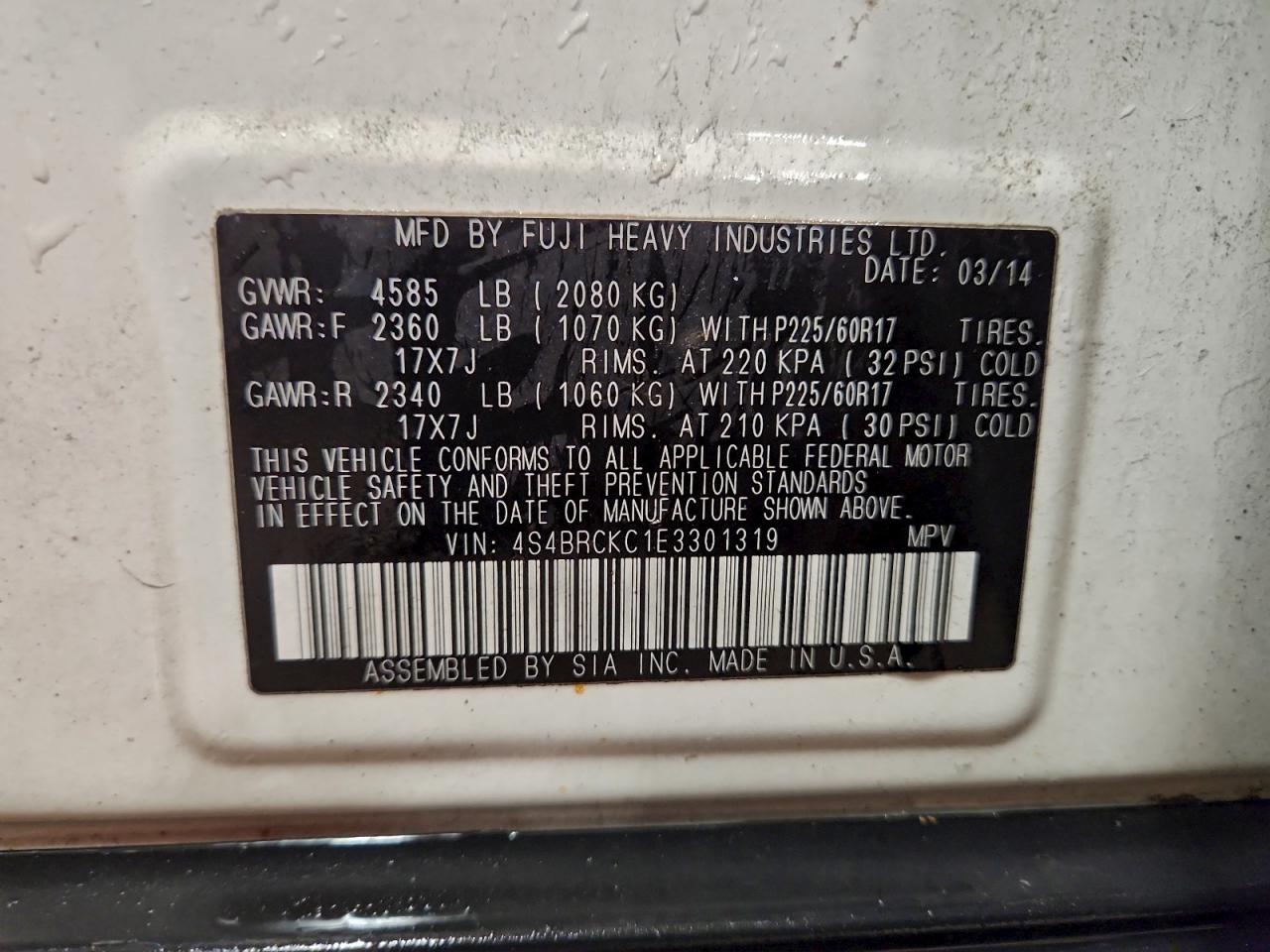 2014 SUBARU OUTBACK 2.5I LIMITED photo 37