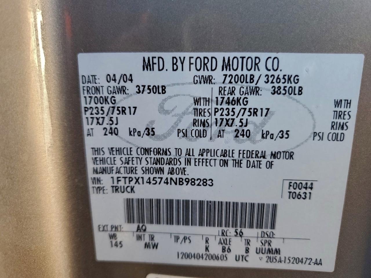 2004 FORD F150 photo 12