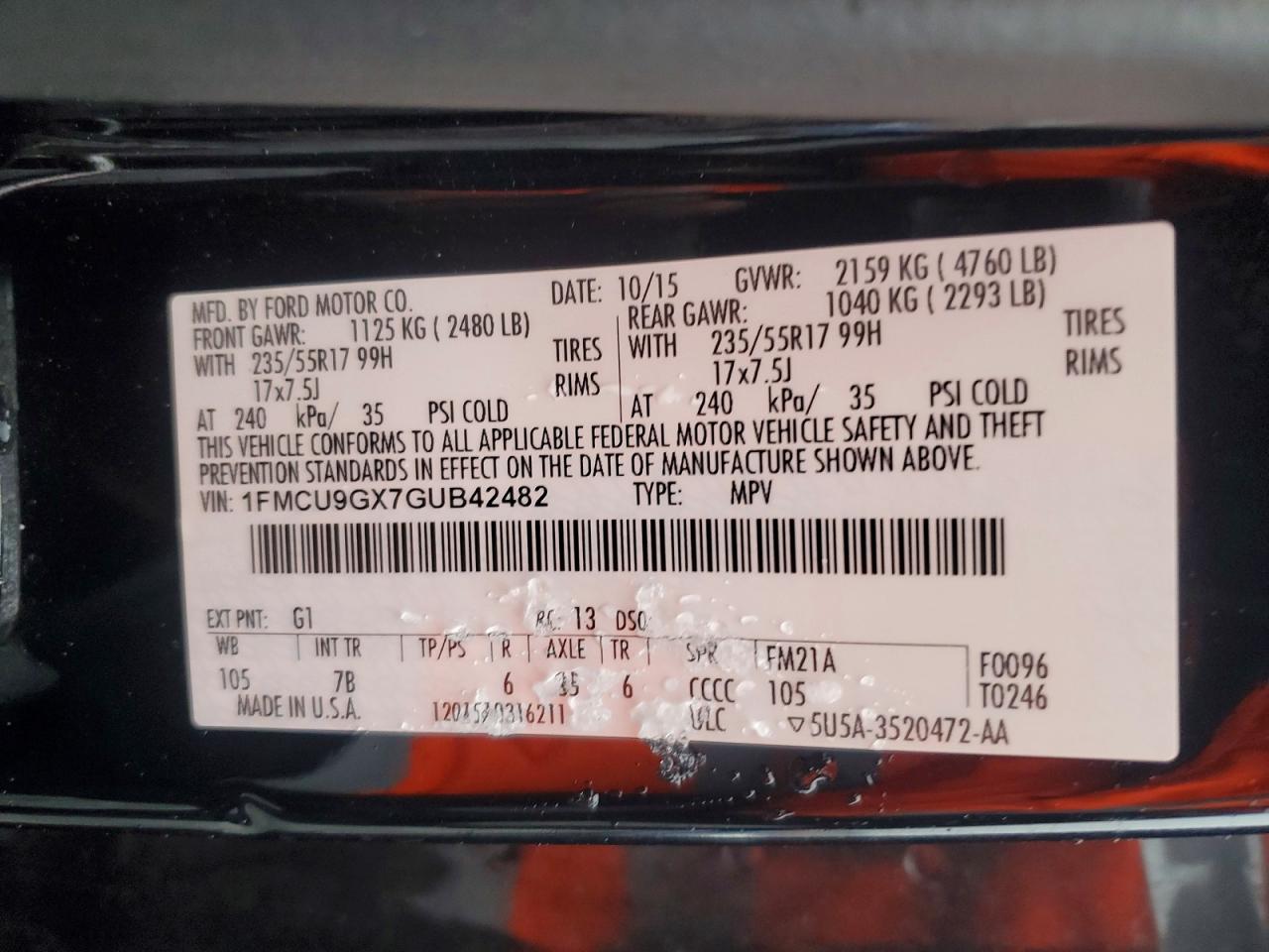 2016 FORD ESCAPE SE photo 13