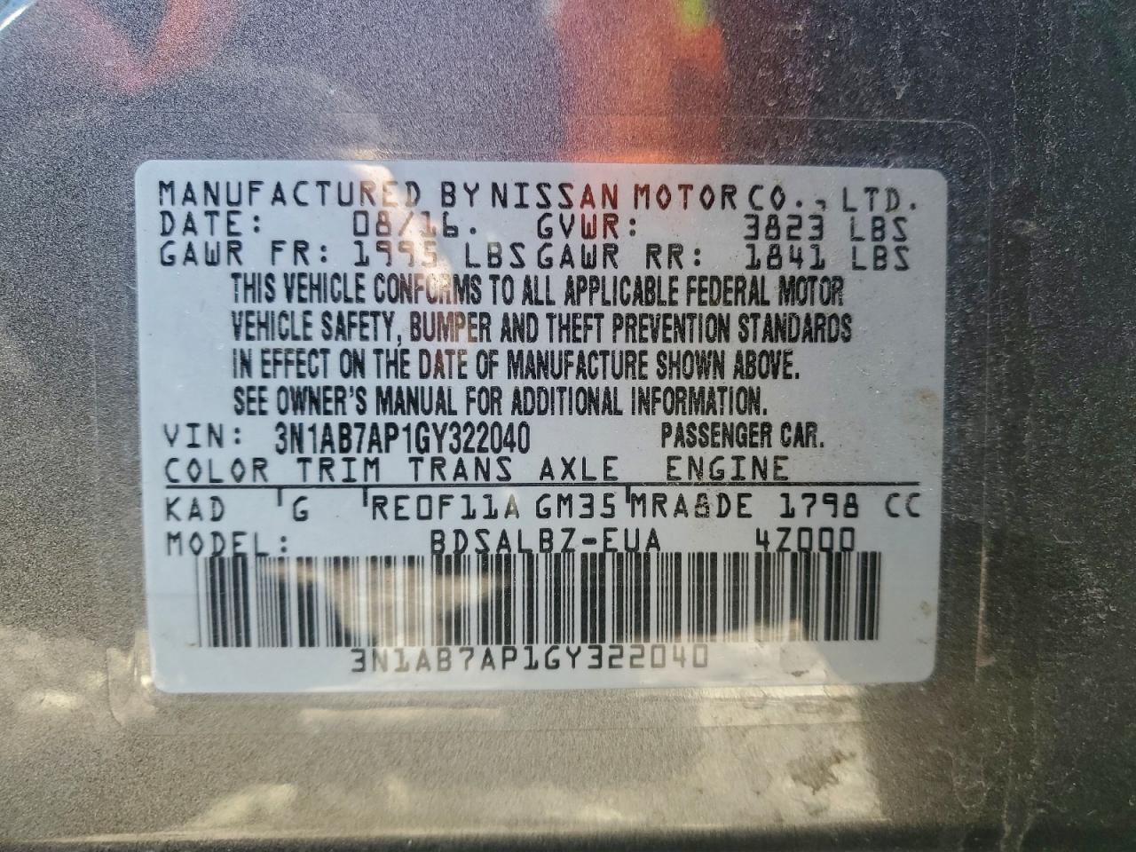 2016 NISSAN SENTRA S photo 23