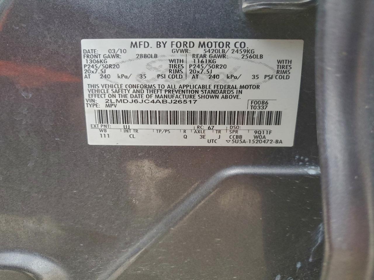 2010 LINCOLN MKX photo 34