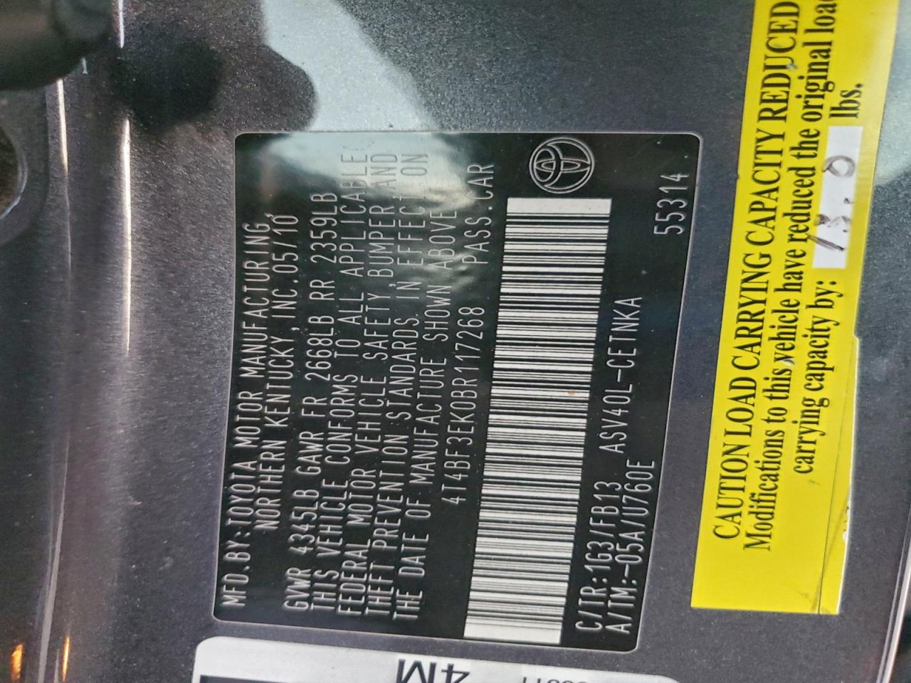 2011 TOYOTA CAMRY BASE photo 13