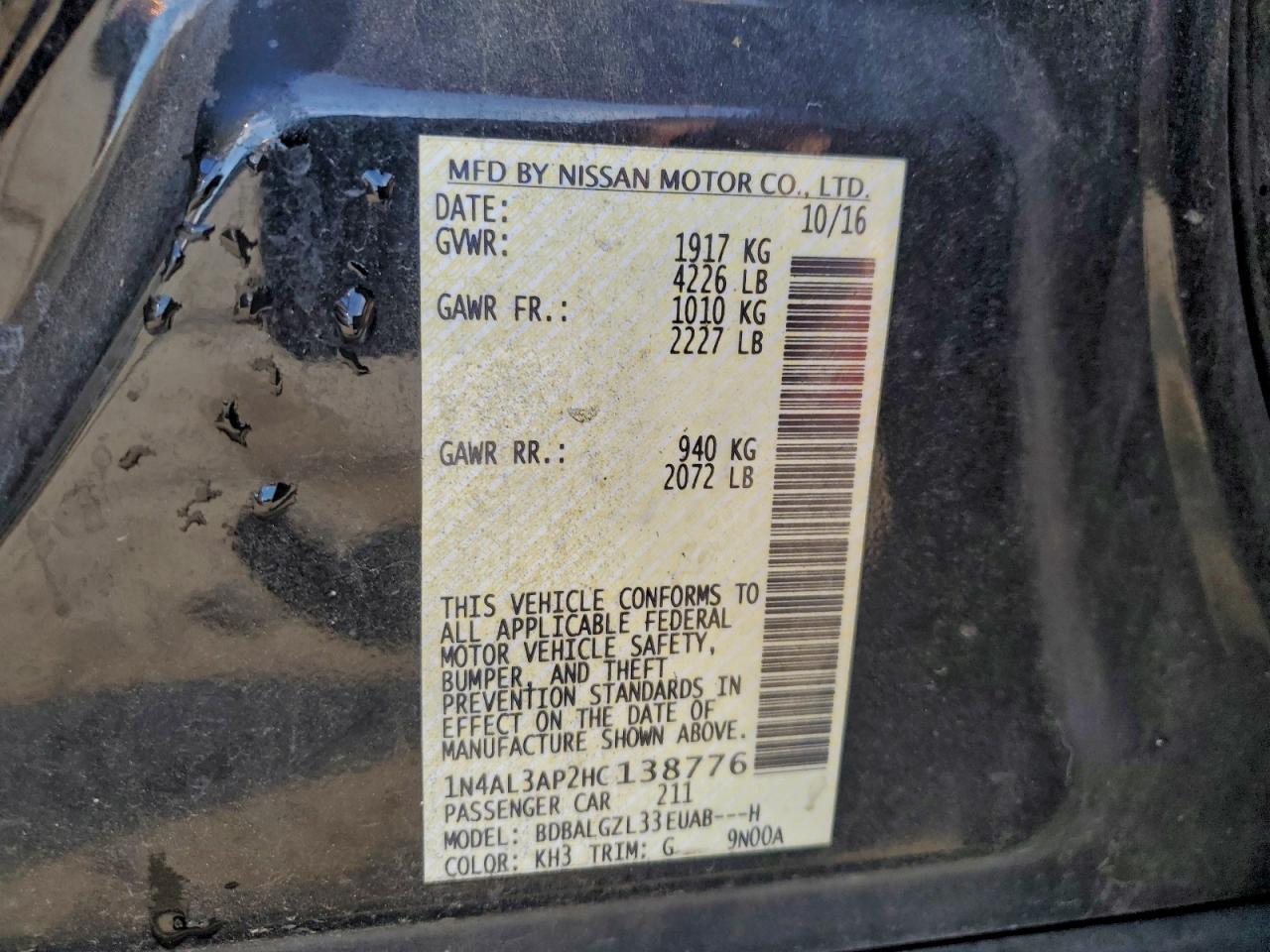 2017 NISSAN ALTIMA 2.5 photo 13
