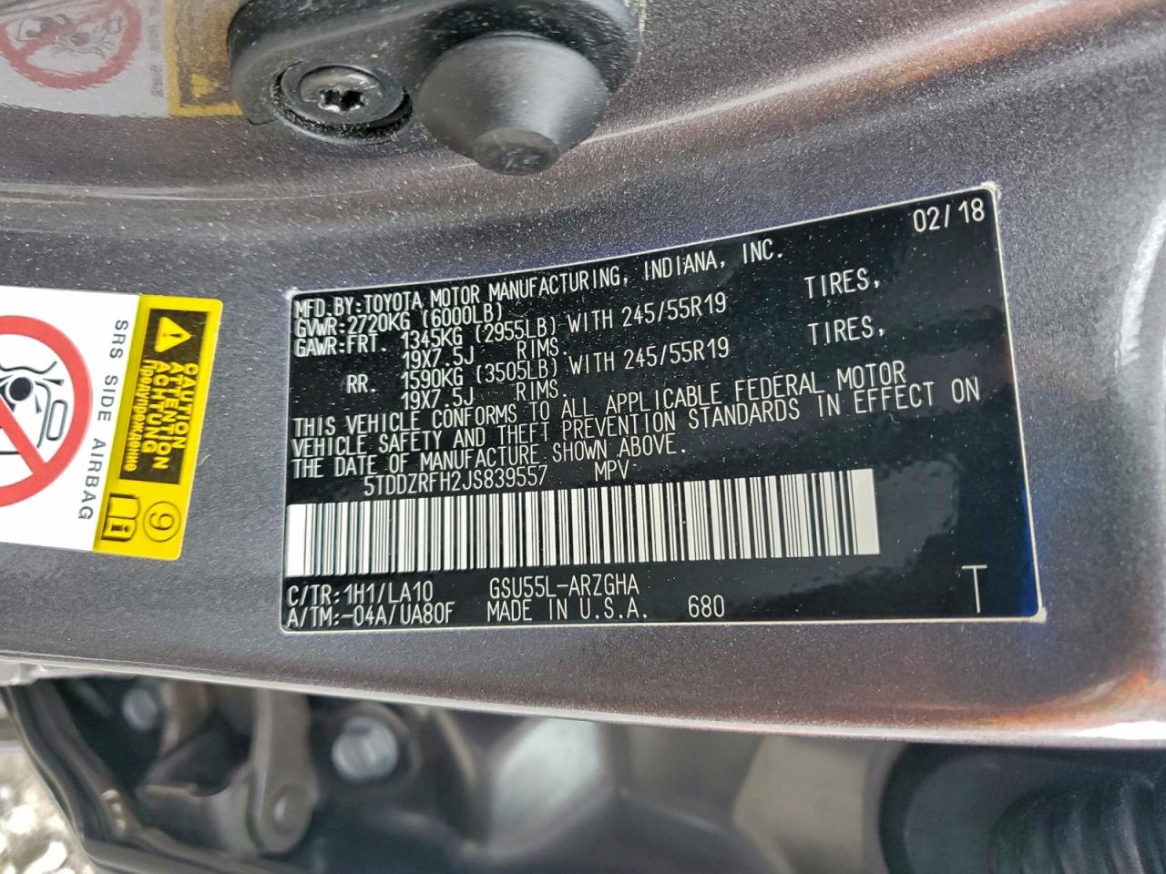 2018 TOYOTA HIGHLANDER LIMITED photo 13