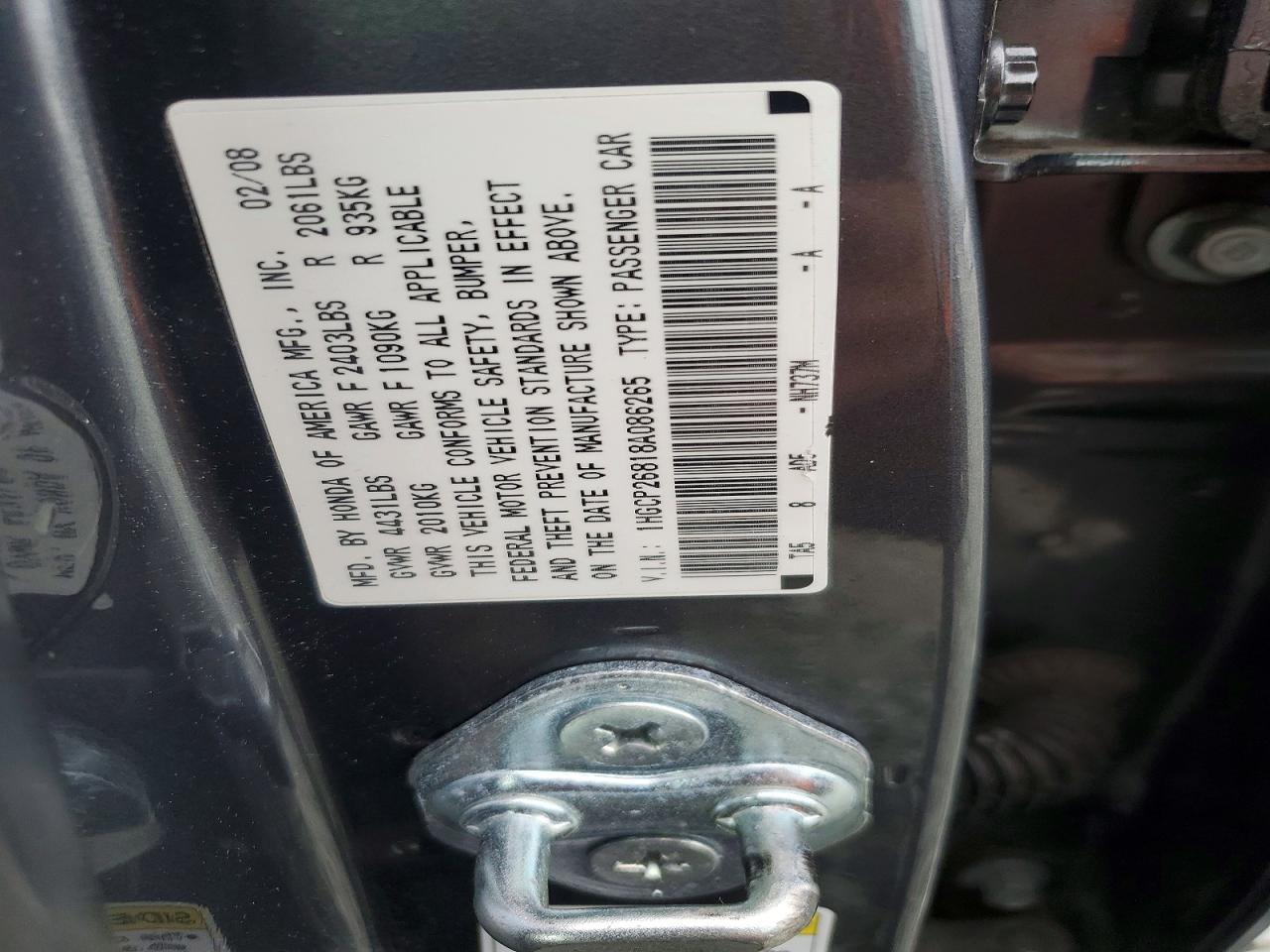 2008 HONDA ACCORD EXL photo 12