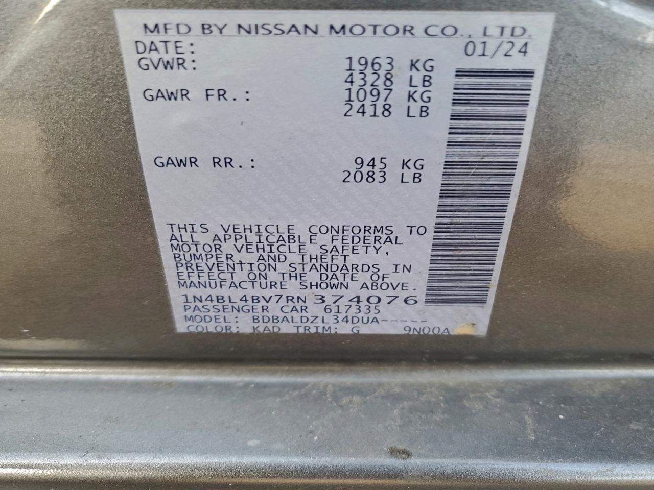 2024 NISSAN ALTIMA S photo 12