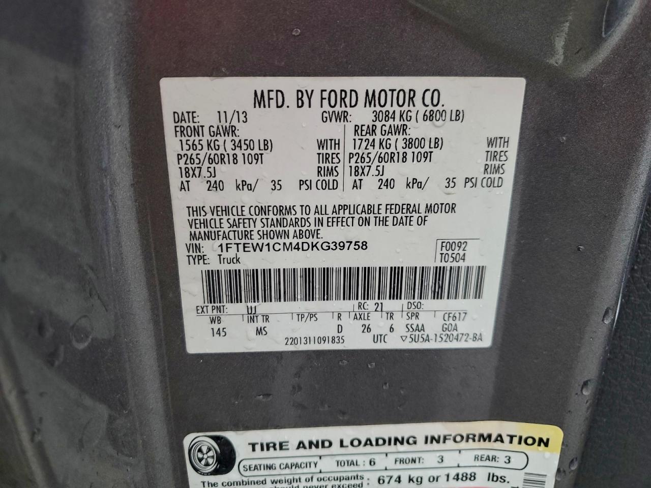 2013 FORD F150 SUPERCREW photo 12