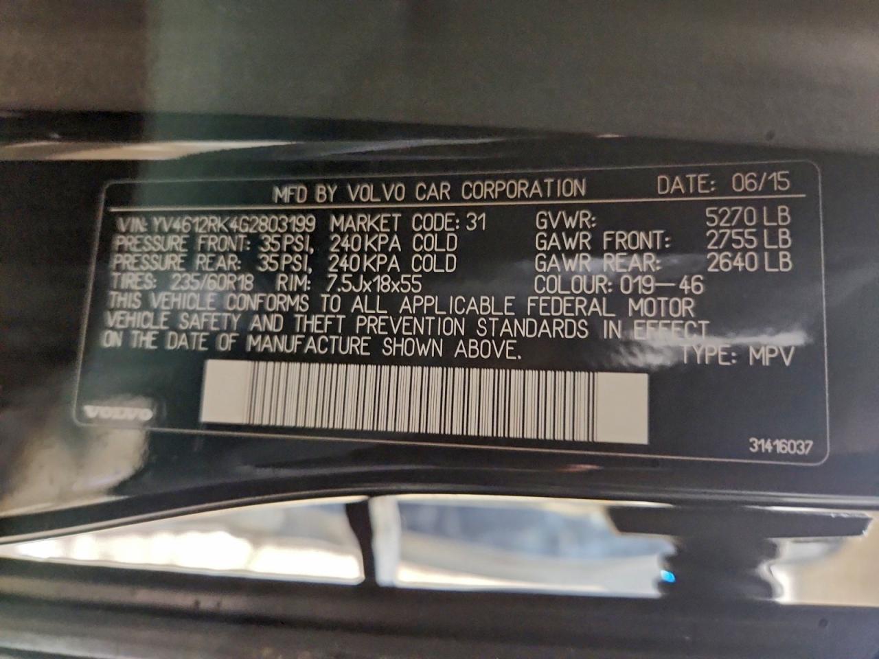 2016 VOLVO XC60 T5 PREMIER photo 13