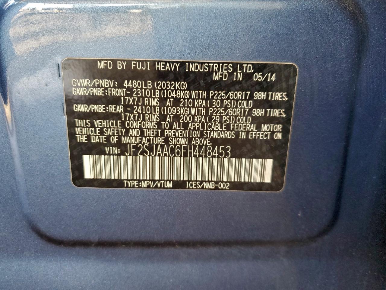 2015 SUBARU FORESTER 2.5I photo 13