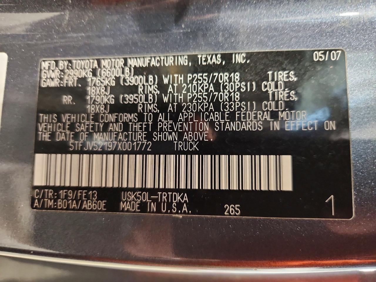 2007 TOYOTA TUNDRA photo 12