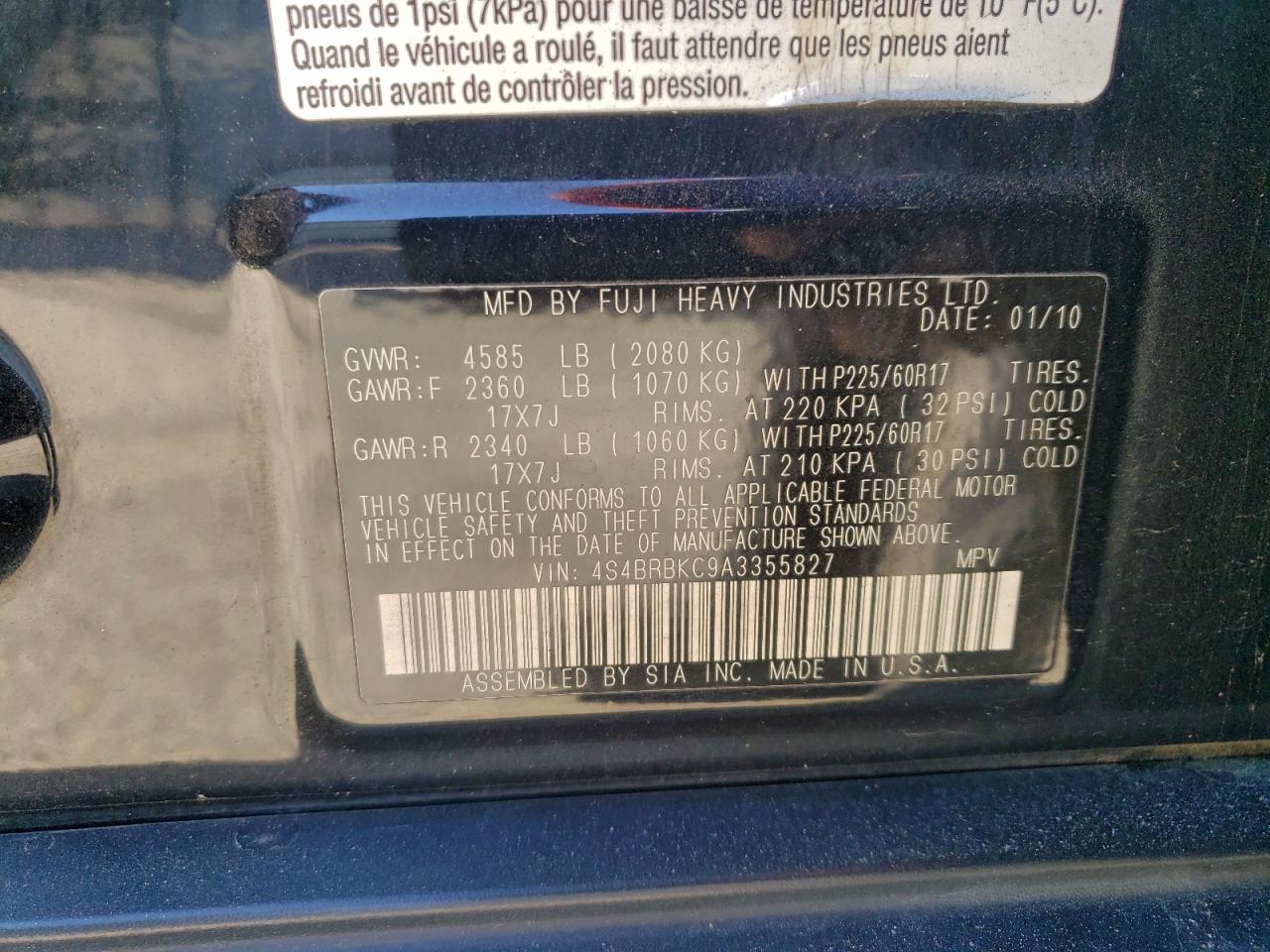 2010 SUBARU OUTBACK 2.5I LIMITED photo 25