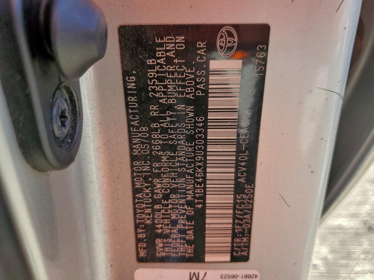 2009 TOYOTA CAMRY BASE photo 12