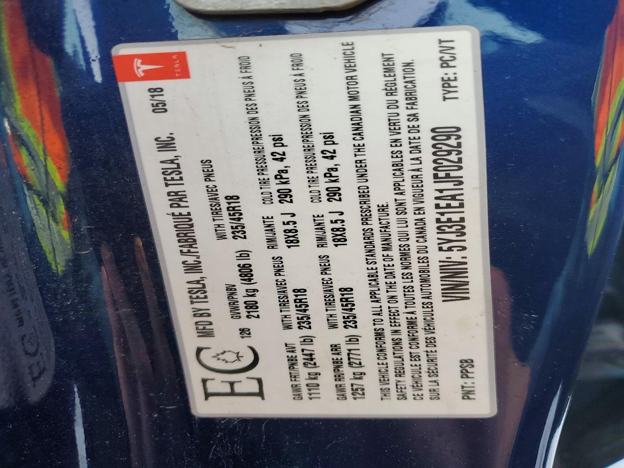 2018 TESLA MODEL 3 photo 23