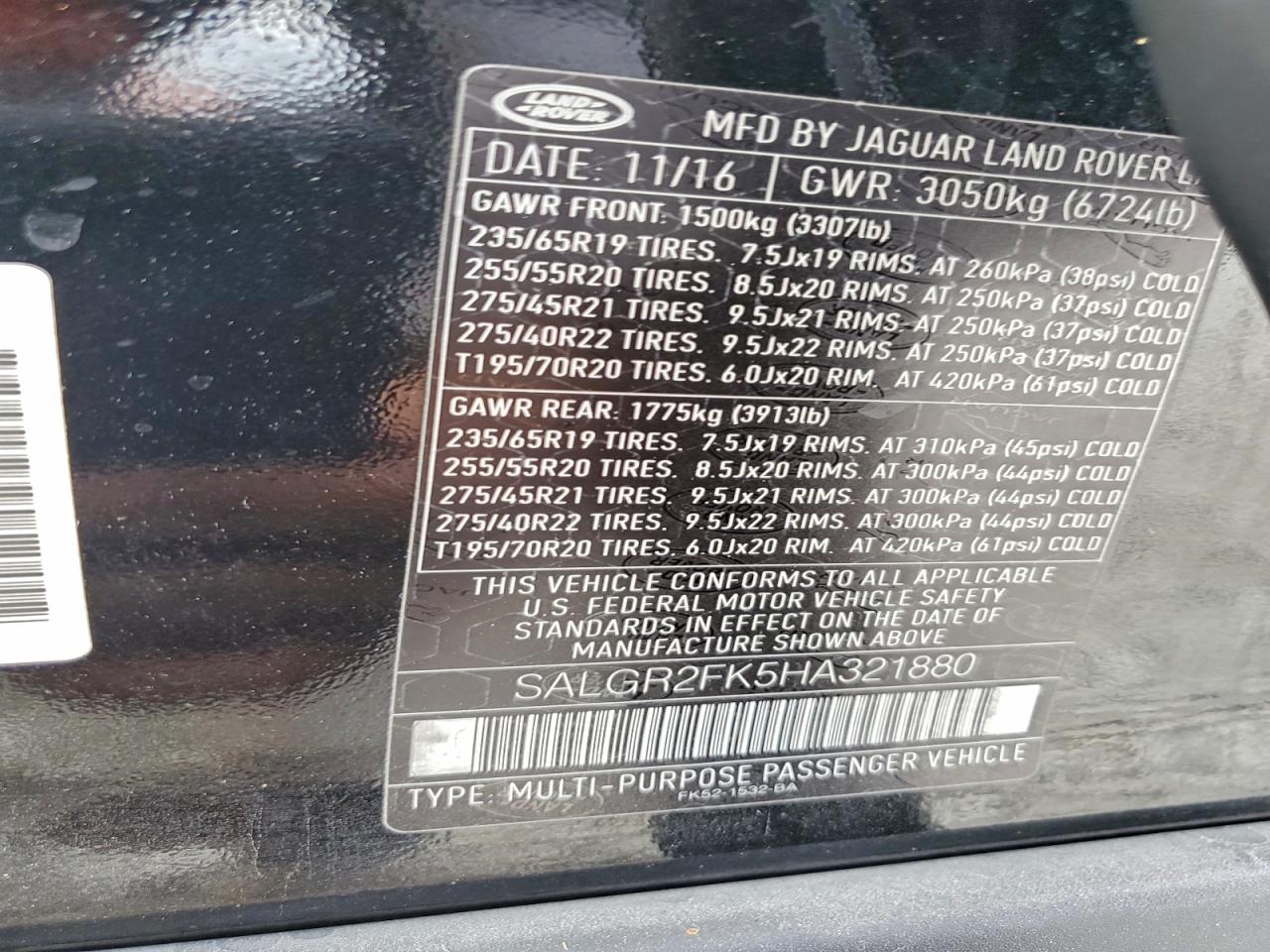 2017 LAND ROVER RANGE ROVER photo 13