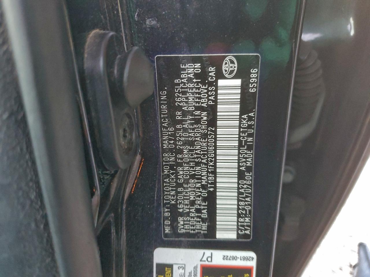 2016 TOYOTA CAMRY LE photo 23