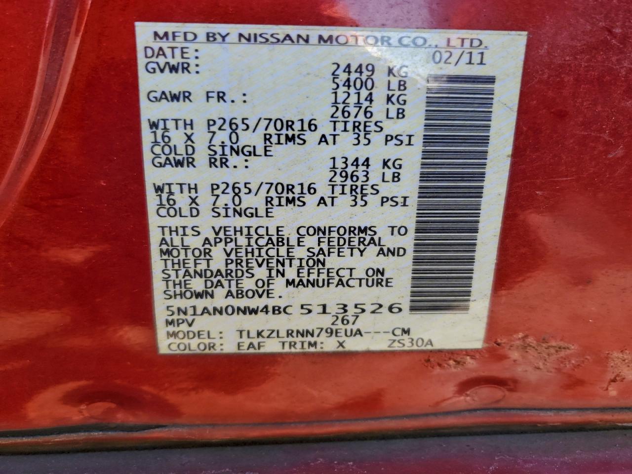 2011 NISSAN XTERRA OFF ROAD photo 14