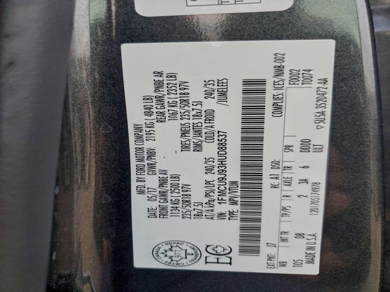 2017 FORD ESCAPE TITANIUM photo 13