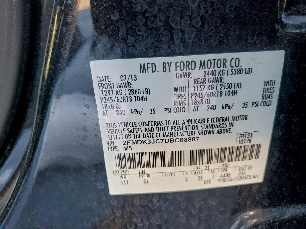 2013 FORD EDGE SEL photo 13