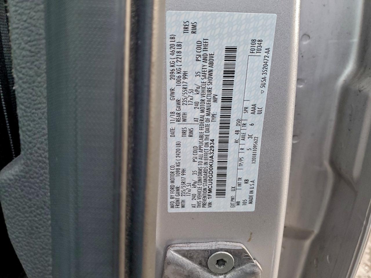 2019 FORD ESCAPE SE photo 37