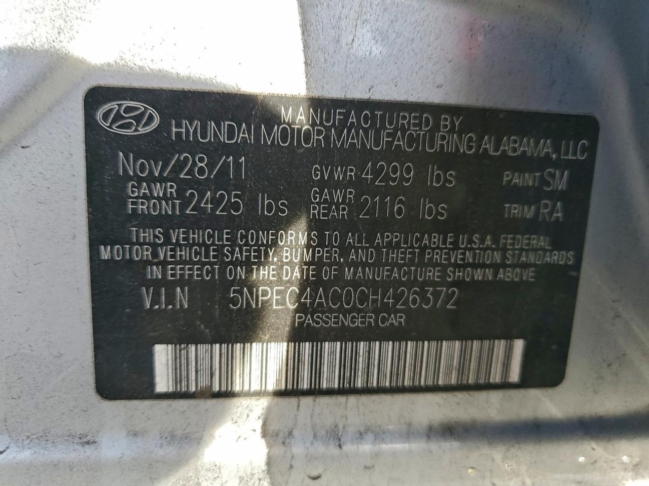 2012 HYUNDAI SONATA SE photo 12