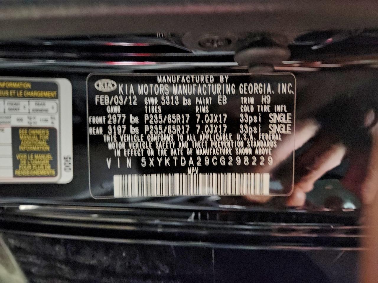 2012 KIA SORENTO BASE photo 14
