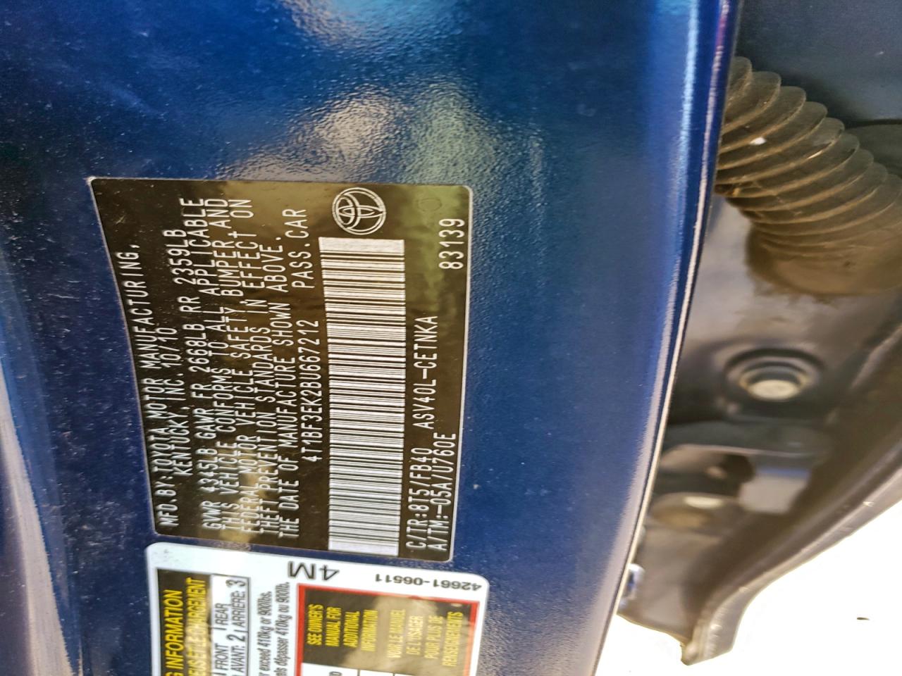 2011 TOYOTA CAMRY BASE photo 13