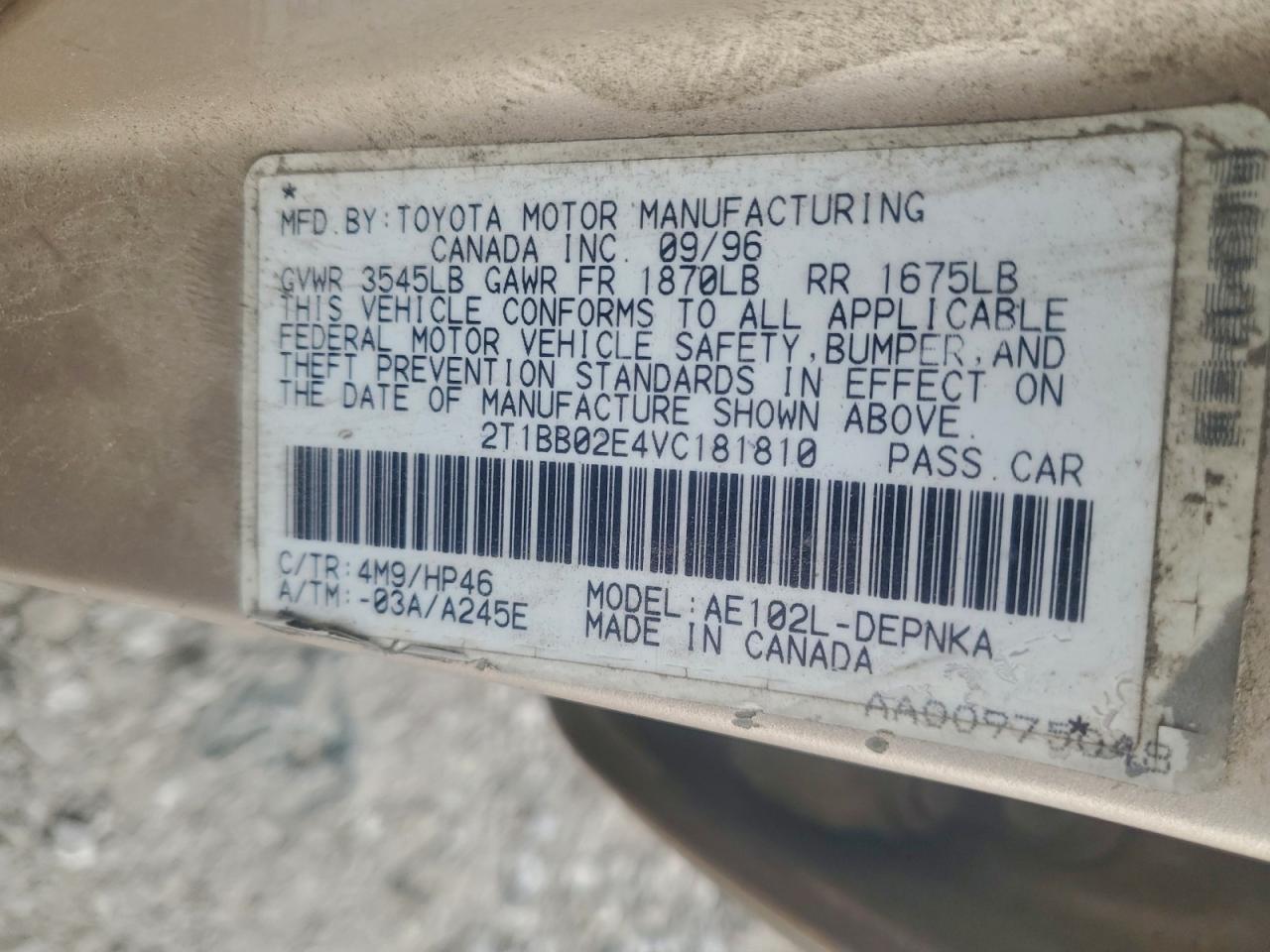 1997 TOYOTA COROLLA DX photo 13