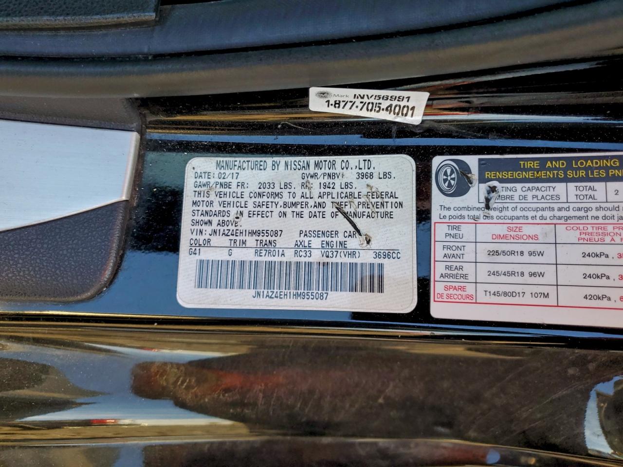 2017 NISSAN 370Z BASE photo 12