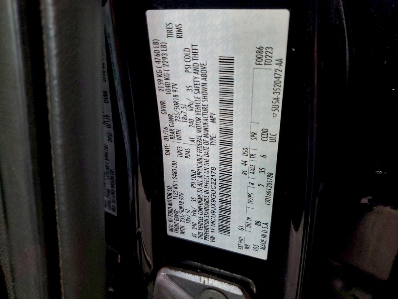 2016 FORD ESCAPE TITANIUM photo 13