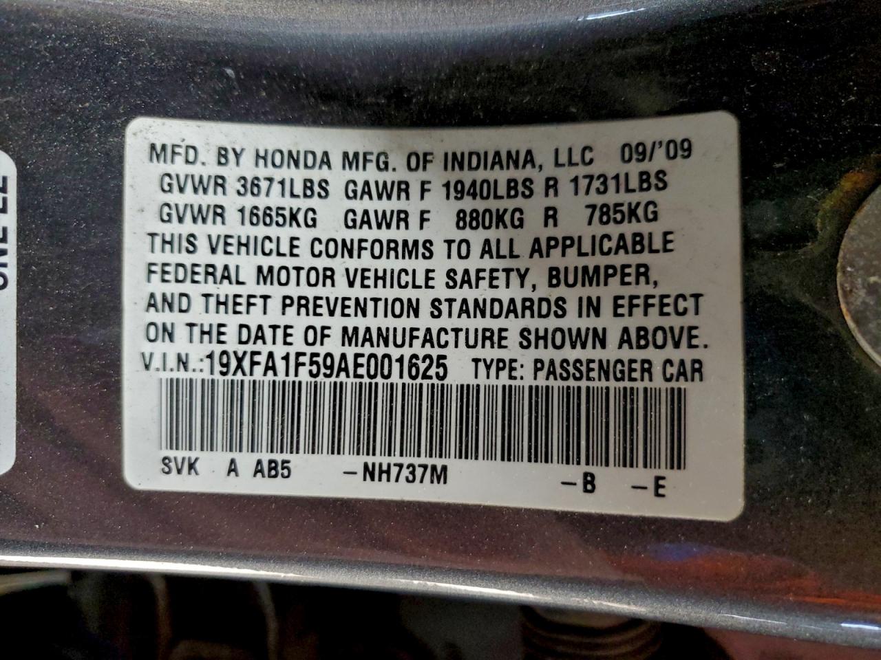 2010 HONDA CIVIC LX photo 12