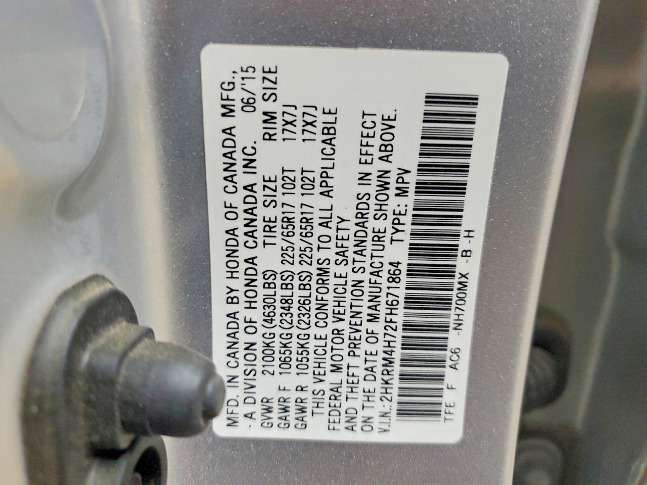 2015 HONDA CR-V EXL photo 13