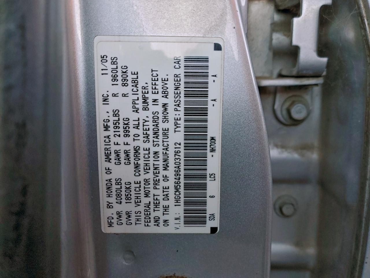 2006 HONDA ACCORD LX photo 12