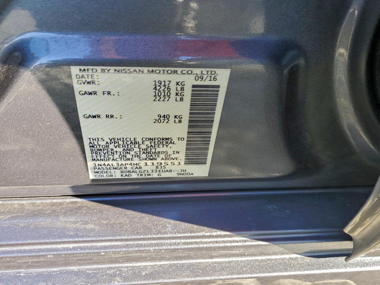 2017 NISSAN ALTIMA 2.5 photo 12