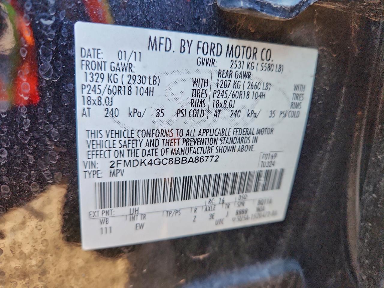 2011 FORD EDGE SE photo 13
