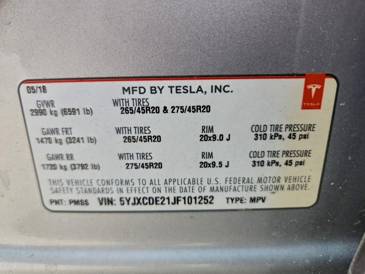 2018 TESLA MODEL X photo 14