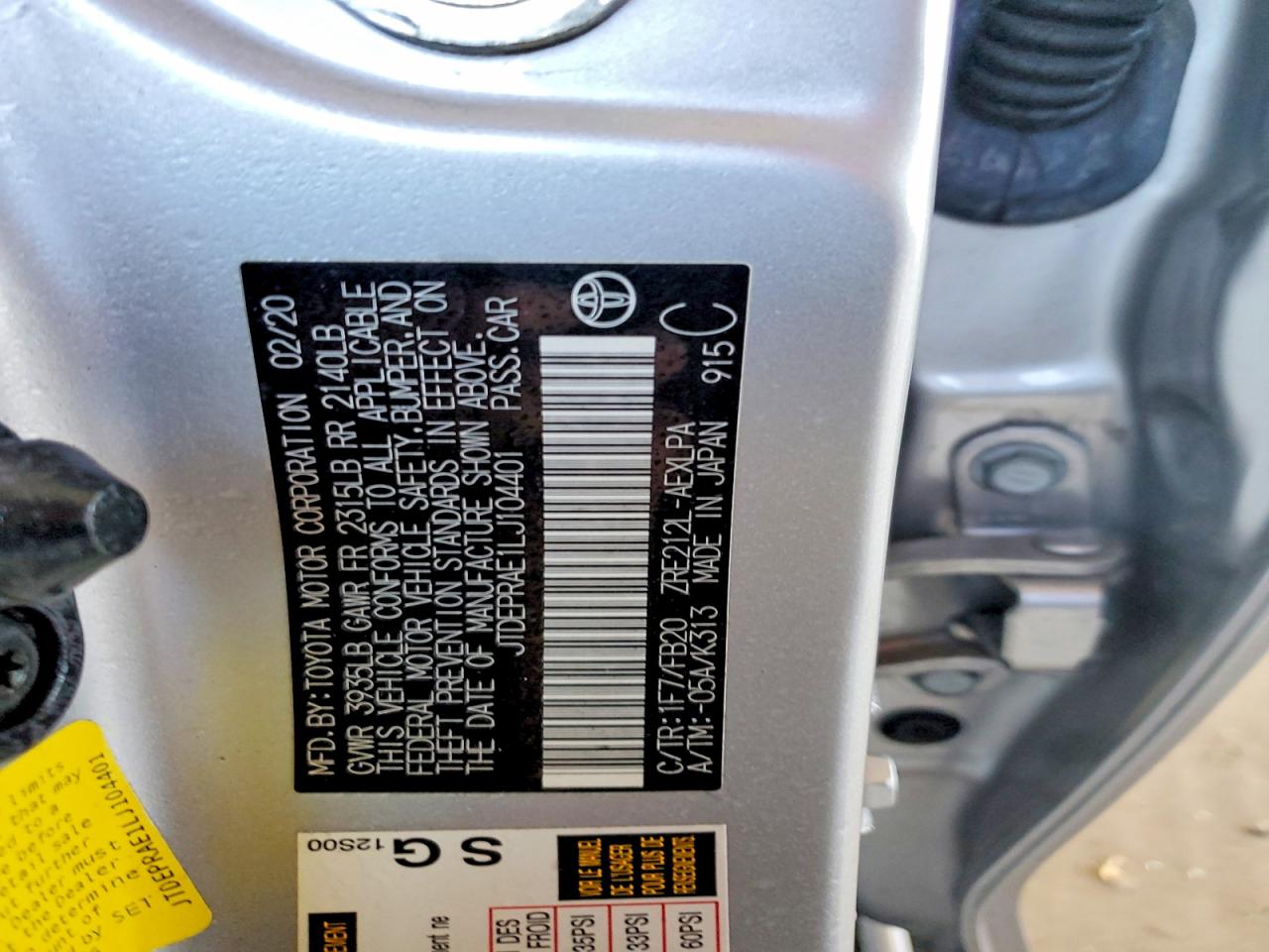 2020 TOYOTA COROLLA LE photo 13