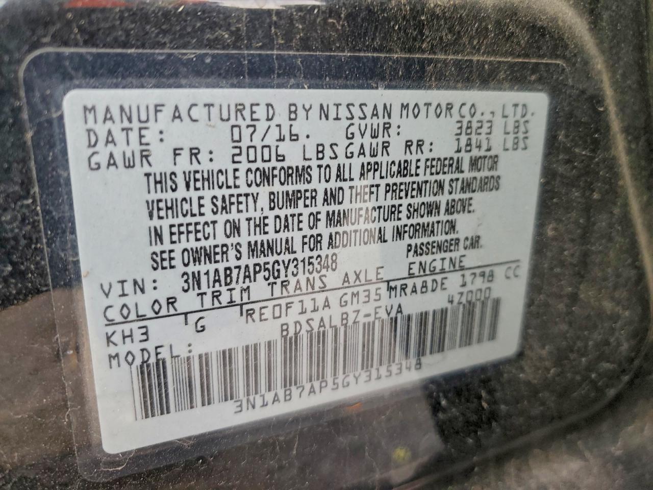 2016 NISSAN SENTRA S photo 12
