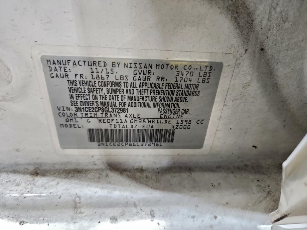 2016 NISSAN VERSA NOTE SV photo 14