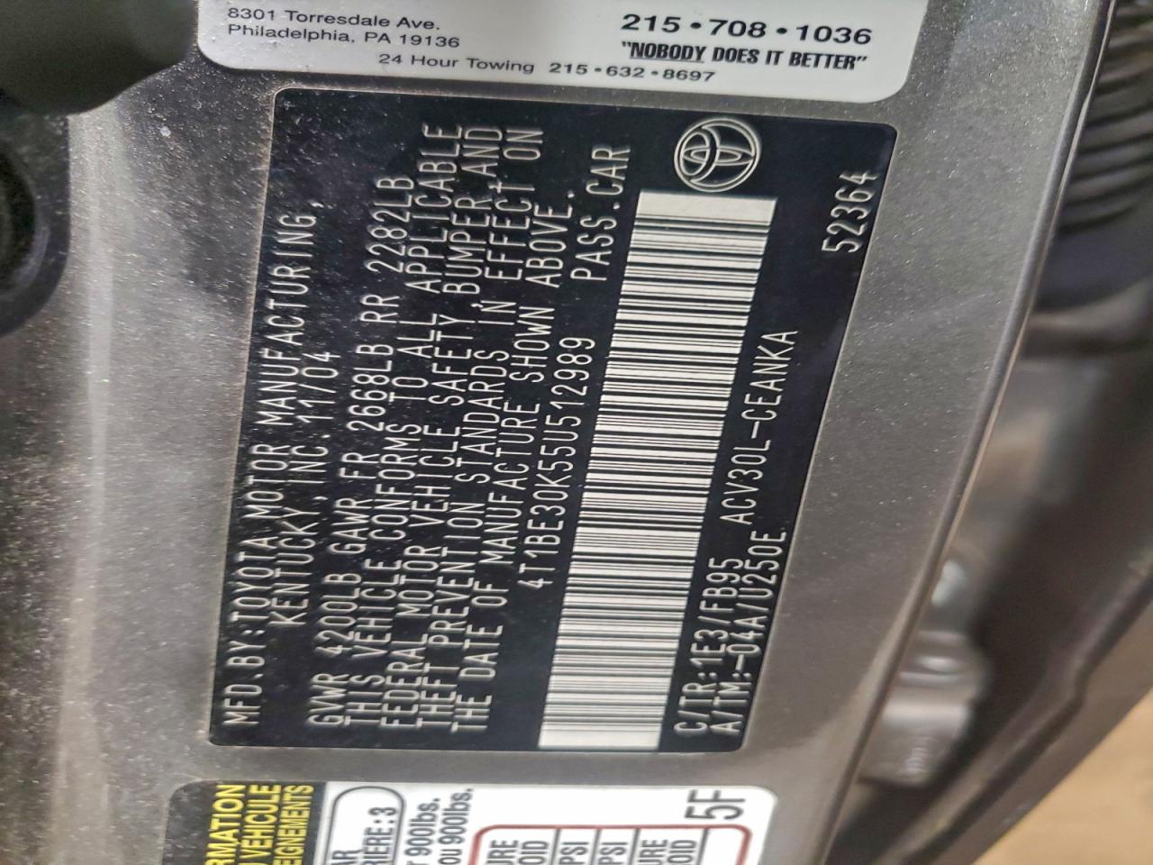 2005 TOYOTA CAMRY LE photo 12
