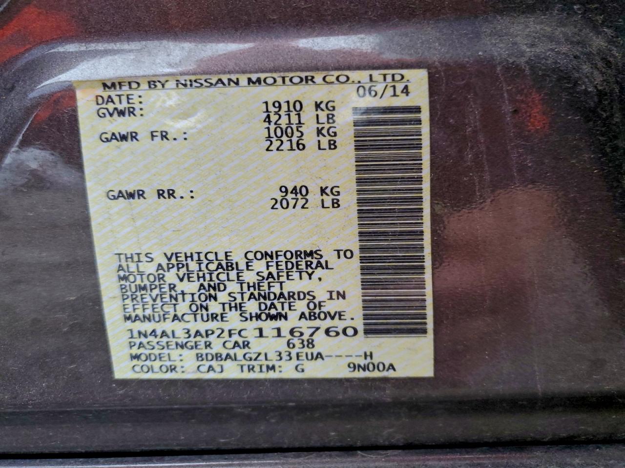2015 NISSAN ALTIMA 2.5 photo 23