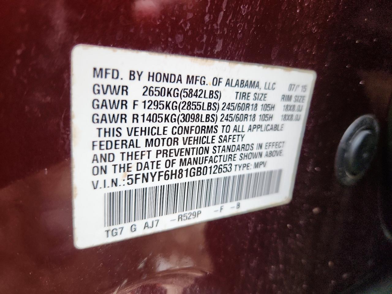 2016 HONDA PILOT EXL photo 13